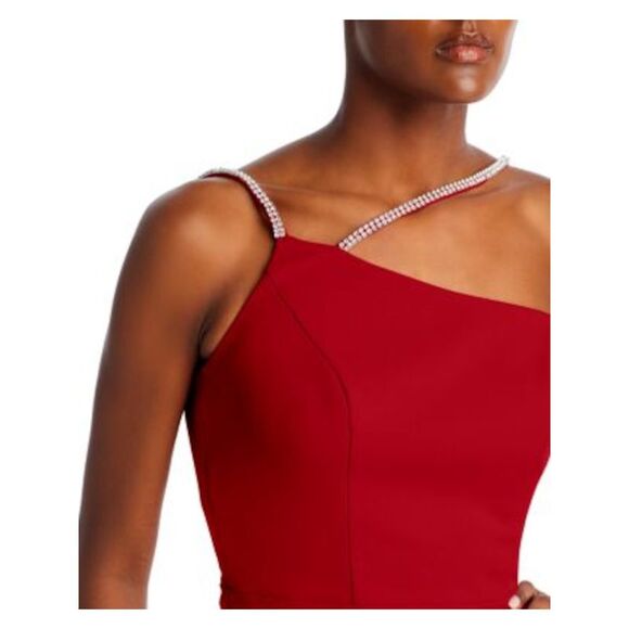 NWT AQUA FORMAL Womens Red Straps Sleeveless Full-Length Formal Gown Dress 2 - Picture 3 of 4